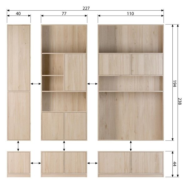 Regał modułowy w dekorze dębu 110x199 cm Modulair – vtwonen