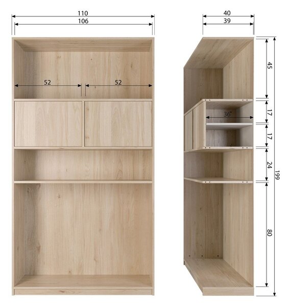 Regał modułowy w dekorze dębu 110x199 cm Modulair – vtwonen
