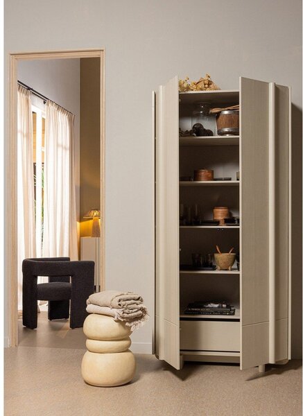 Kremowa szafka modułowa z litego drewna sosnowego 101x210 cm Basu – WOOOD