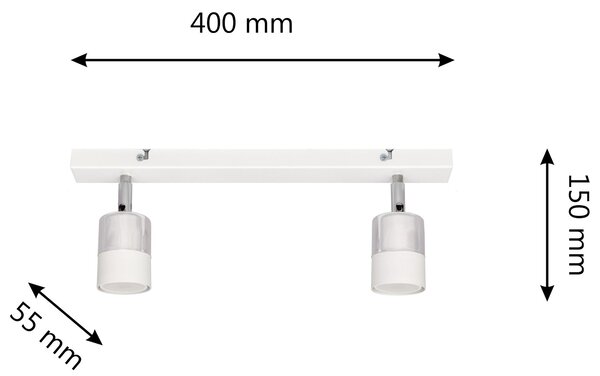Lampa metalowa na listwie podwójna biało-chromowa TUBSSON R-L 1166/2 WT+CH