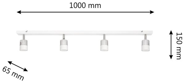 Lampa metalowa na listwie poczwórna biało- chromowa TUBSSON R-L 1166/4 WT+CH