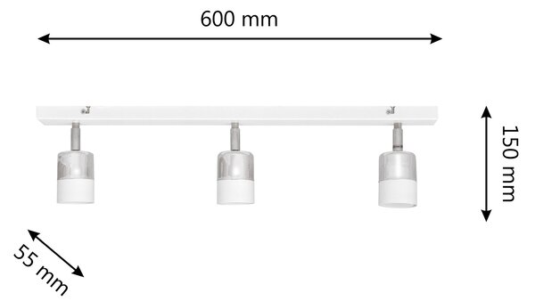 Lampa metalowa na listwie TUBSSON R-L 1166/3 WT+CH