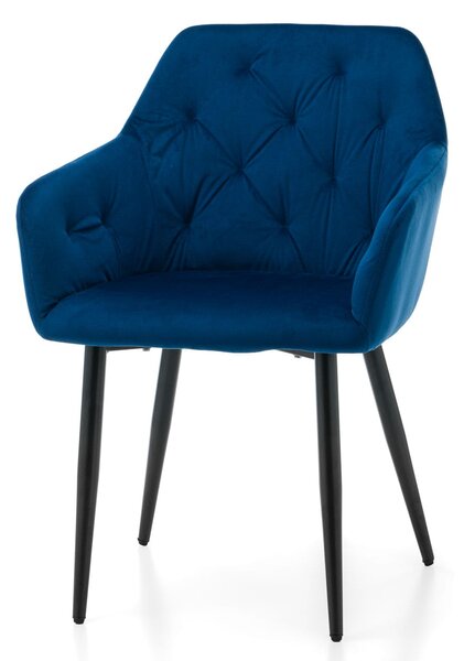 Krzesło tapicerowane do salonu SK70 niebieskie welurowe nowoczesne loft
