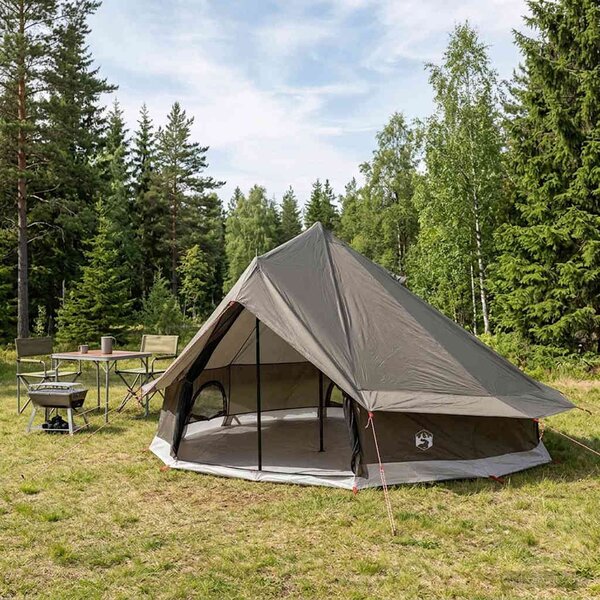 Namiot Tipi 18-osobowy Brązowy Szary Poliester i Stal