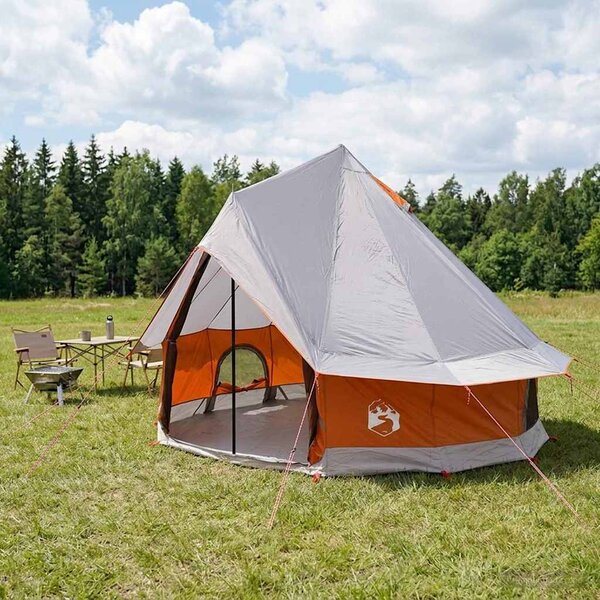 Namiot Tipi 4-osobowy Szary i pomarańczowy Poliester i Stal