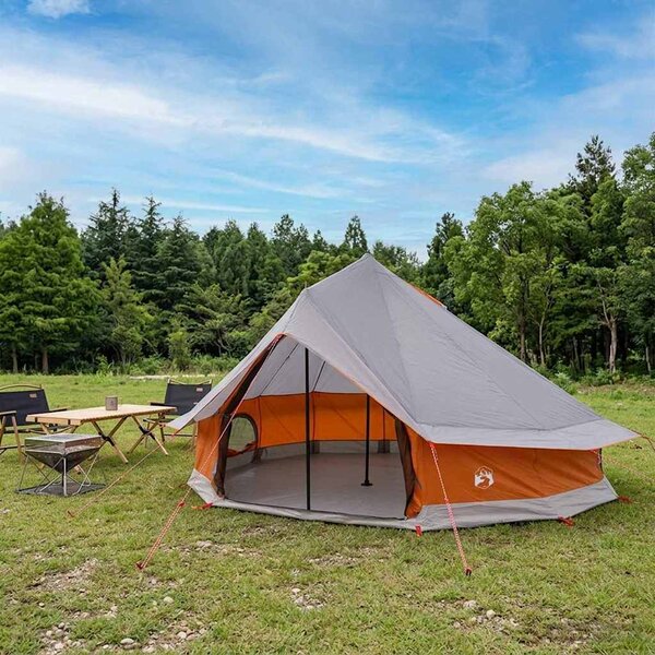 Namiot Tipi 18-osobowy Szary i pomarańczowy Poliester i Stal