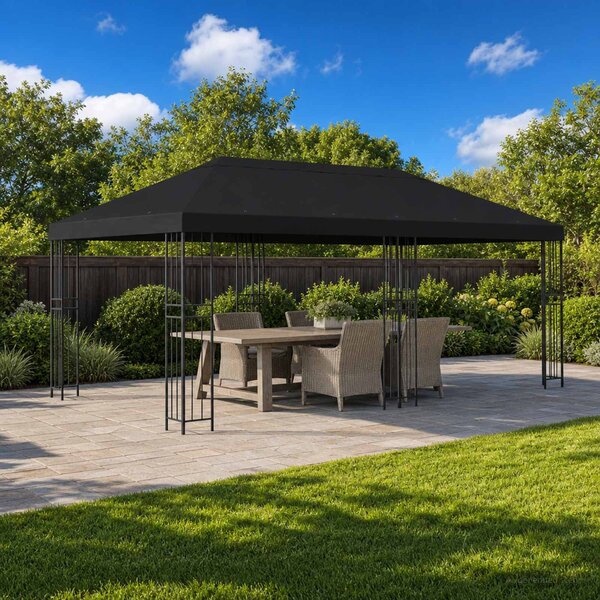 Altana ogrodowa 6 x 3 m Czarny Poliester i Stal 190 gsm