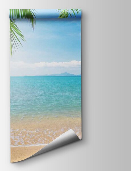 Fototapeta Plaża z palmami i błękitną wodą, Fototapety Morze i Plaża, Popularne Fototapety, u56790 - Tapeko.pl