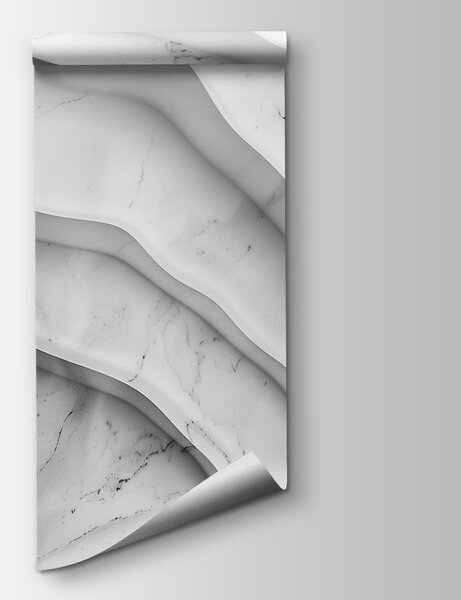 Fototapeta Powierzchnia z białego marmuru z falistymi liniami, Fototapety Marmur, Popularne Fototapety, w01588 - Tapeko.pl