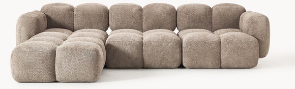 Sofa modułowa Teddy-Bouclé z pufem Tayla (4-osobowa)