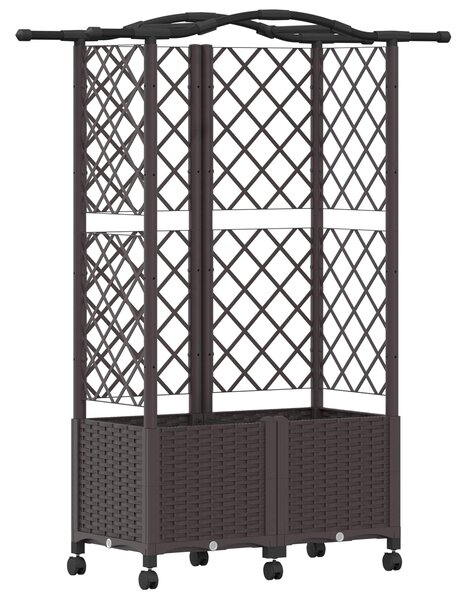 Podniesione łóżko z kratką i dachem brązowy 122 x 40 x 144 cm