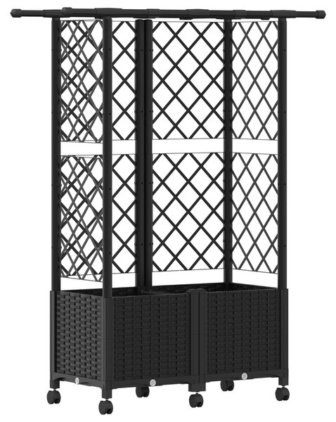 Podniesione łóżko z kratką i dachem Czarny 124 x 40 x 142 cm PP