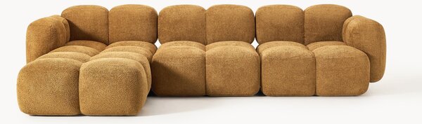 Sofa modułowa Teddy-Bouclé z pufem Tayla (4-osobowa)