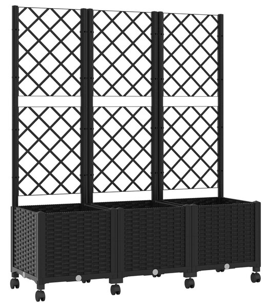 Donica ogrodowa z kratką i kółkami Czarny 120 x 40 x 146 cm PP