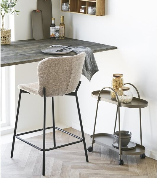 Beżowy tapicerowany hoker (wysokość siedziska 65 cm) Maceda – House Nordic