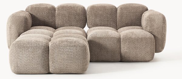 Sofa modułowa Teddy-Bouclé z pufem Tayla (3-osobowa)