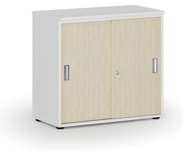 Szafa biurowa z drzwiami przesuwnymi PRIMO WHITE, 800 x 420 x 740 mm, biały/brzoza
