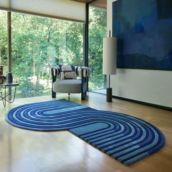 Ciemnoniebieski wełniany dywan tkany ręcznie 120x180 cm Conway Retro – Flair Rugs