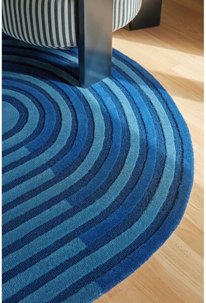 Ciemnoniebieski wełniany dywan tkany ręcznie 120x180 cm Conway Retro – Flair Rugs