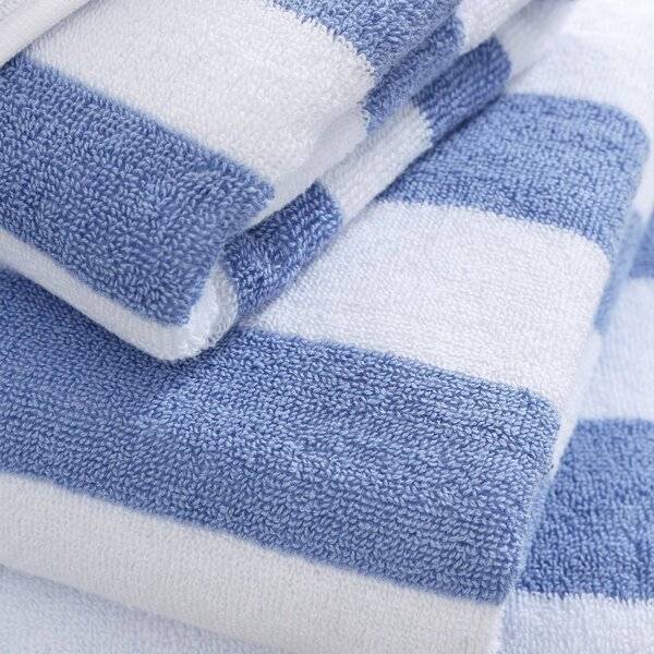 Biały/niebieski bawełniany ręcznik kąpielowy 90x140 cm Stripe Jacquard – Bianca