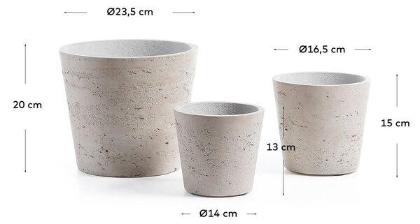 Betonowe doniczki zestaw 3 szt. ø 23,5 cm Low – Kave Home