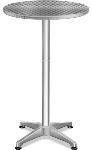 Regulowany aluminiowy stół barowy NERO, Ø60 cm, srebrny Casaria