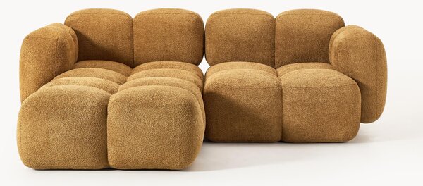 Sofa modułowa Teddy-Bouclé z pufem Tayla (3-osobowa)