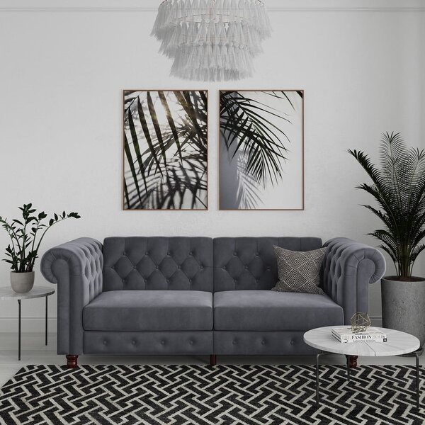 Ciemnoszara aksamitna rozkładana sofa 236 cm Felix – Støraa