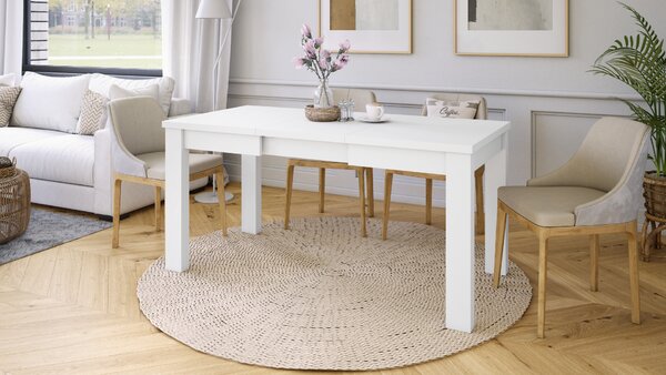 FONTE Biały Mat - KLASYCZNY STÓŁ KUCHENNY/DO SALONU ROZKŁADANY DO 130 lub 155 cm!