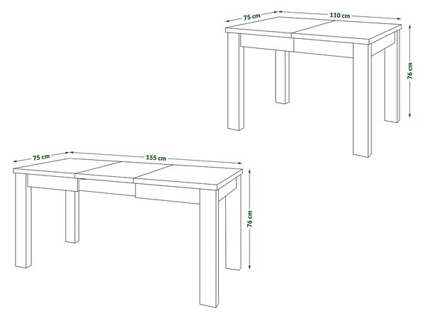 FONTE Czarny Mat - KLASYCZNY STÓŁ KUCHENNY/DO SALONU ROZKŁADANY DO 130 lub 155 cm!