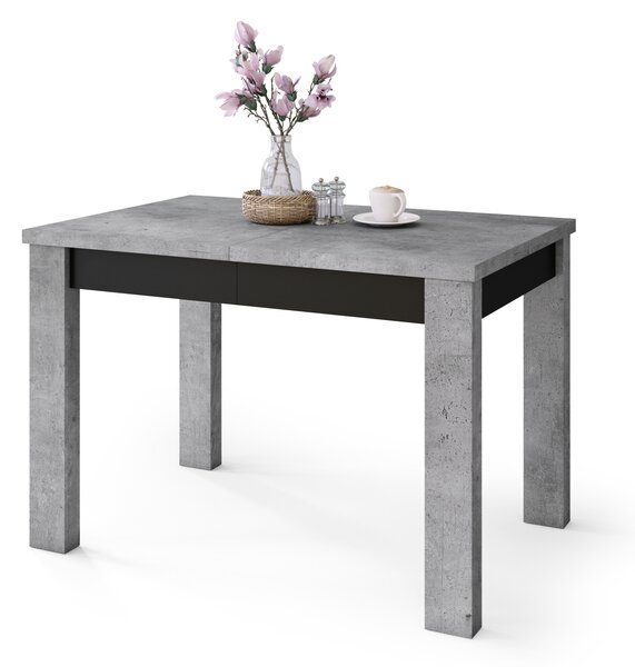 FONTE Beton Millenium / Czarny Mat - KLASYCZNY STÓŁ KUCHENNY/DO SALONU ROZKŁADANY DO 130 lub 155 cm!