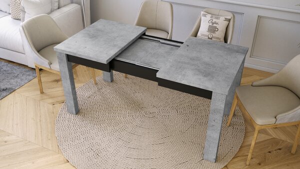 FONTE Beton Millenium / Czarny Mat - KLASYCZNY STÓŁ KUCHENNY/DO SALONU ROZKŁADANY DO 130 lub 155 cm!