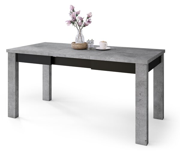 FONTE Beton Millenium / Czarny Mat - KLASYCZNY STÓŁ KUCHENNY/DO SALONU ROZKŁADANY DO 130 lub 155 cm!