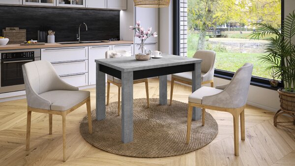 FONTE Beton Millenium / Czarny Mat - KLASYCZNY STÓŁ KUCHENNY/DO SALONU ROZKŁADANY DO 130 lub 155 cm!