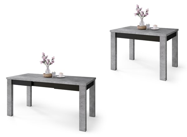 FONTE Beton Millenium / Czarny Mat - KLASYCZNY STÓŁ KUCHENNY/DO SALONU ROZKŁADANY DO 130 lub 155 cm!
