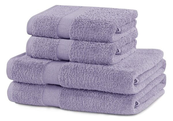 Lawendowe bawełniane ręczniki zestaw 4 szt. frotte Marina – DecoKing