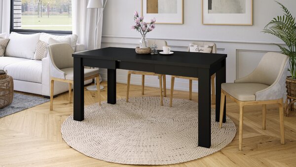 FONTE Czarny Mat - KLASYCZNY STÓŁ KUCHENNY/DO SALONU ROZKŁADANY DO 130 lub 155 cm!