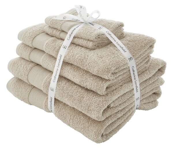 Beżowe bawełniane ręczniki zestaw frotte 6 szt. Anti-Bacterial – Catherine Lansfield