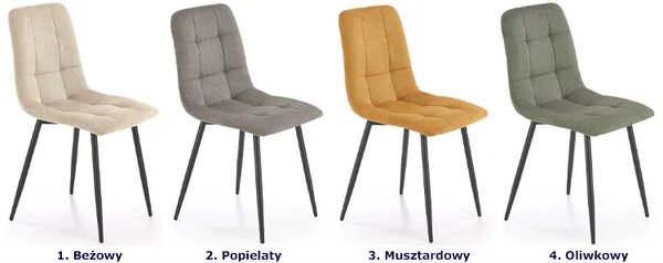 Nowoczesne pikowane krzesło oliwkowe W3-M37