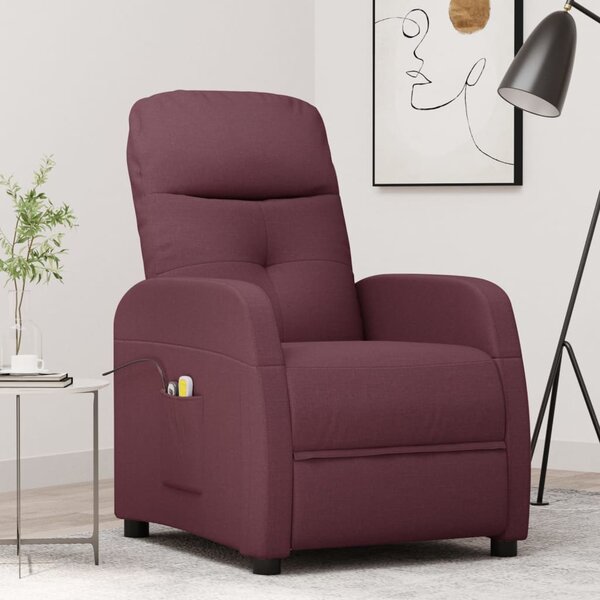 Rozkładany fotel masujący, elektryczny, fioletowy, tkanina