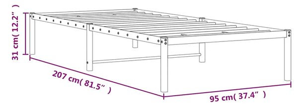 Czarne metalowe łóżko industrialne 90x200 cm K9-A98