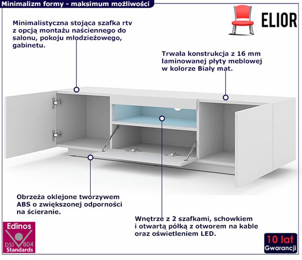Szafka rtv stojąca lub wisząca biały mat D2-E20