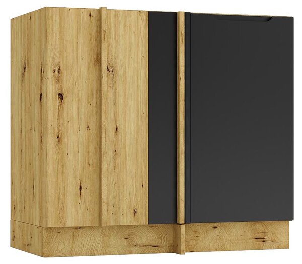 Szafka narożna dolna dąb artisan + czarny R6-E26