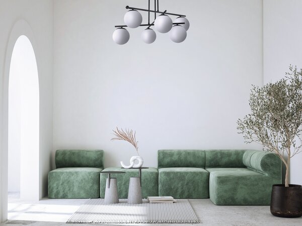 LAMPA SUFITOWA WISZĄCA ŻYRANDOL NOWOCZESNA CZARNA BIAŁE KULE LEDO 6