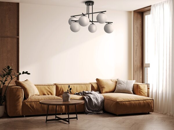LAMPA SUFITOWA WISZĄCA ŻYRANDOL NOWOCZESNA CZARNA BIAŁE KULE LEDO 6