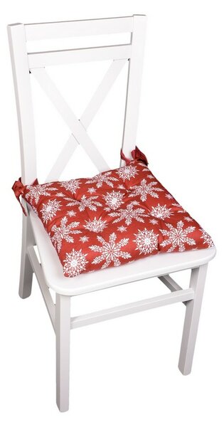 Świąteczne siedzisko Płatki śniegu czerwony, 40 x 40 cm