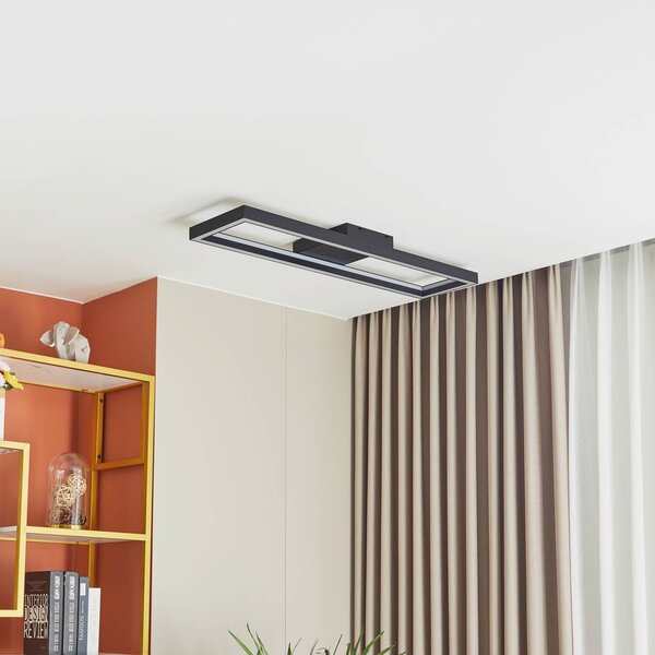 Inteligentna lampa sufitowa Tjado Lucande, możliwość ściemniania, czarny, salon / jadalnia, metal, nowoczesny