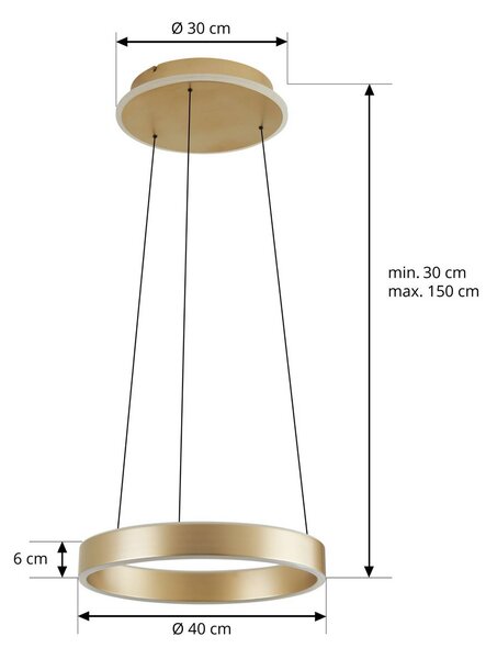 Lampa wisząca Tindra Lucande, możliwość ściemniania, mosiężny / złoty, salon / jadalnia, metal, nowoczesny
