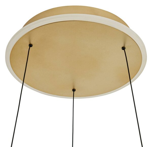 Lampa wisząca Tindra Lucande, możliwość ściemniania, mosiężny / złoty, salon / jadalnia, metal, nowoczesny