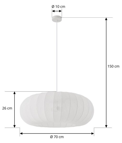 Lampa wisząca Helin Lindby, możliwość ściemniania, biały / opal, salon / jadalnia, tkanina / materiał / jedwab, skandynawski